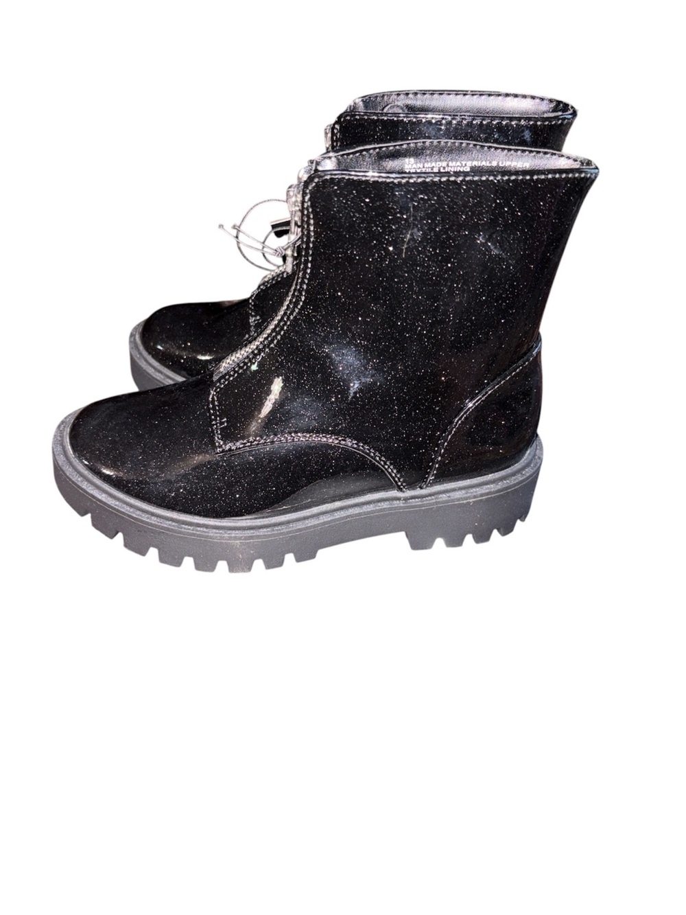 art class Black Sparkle Lug Sole “Myra” Ankle Boots